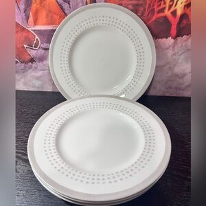 (4) Kate Spade New York Charlotte Street East grey porcelain accent plates 9.25”